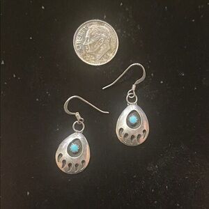Sterling Silver and Turquoise Bearpaw Earrings